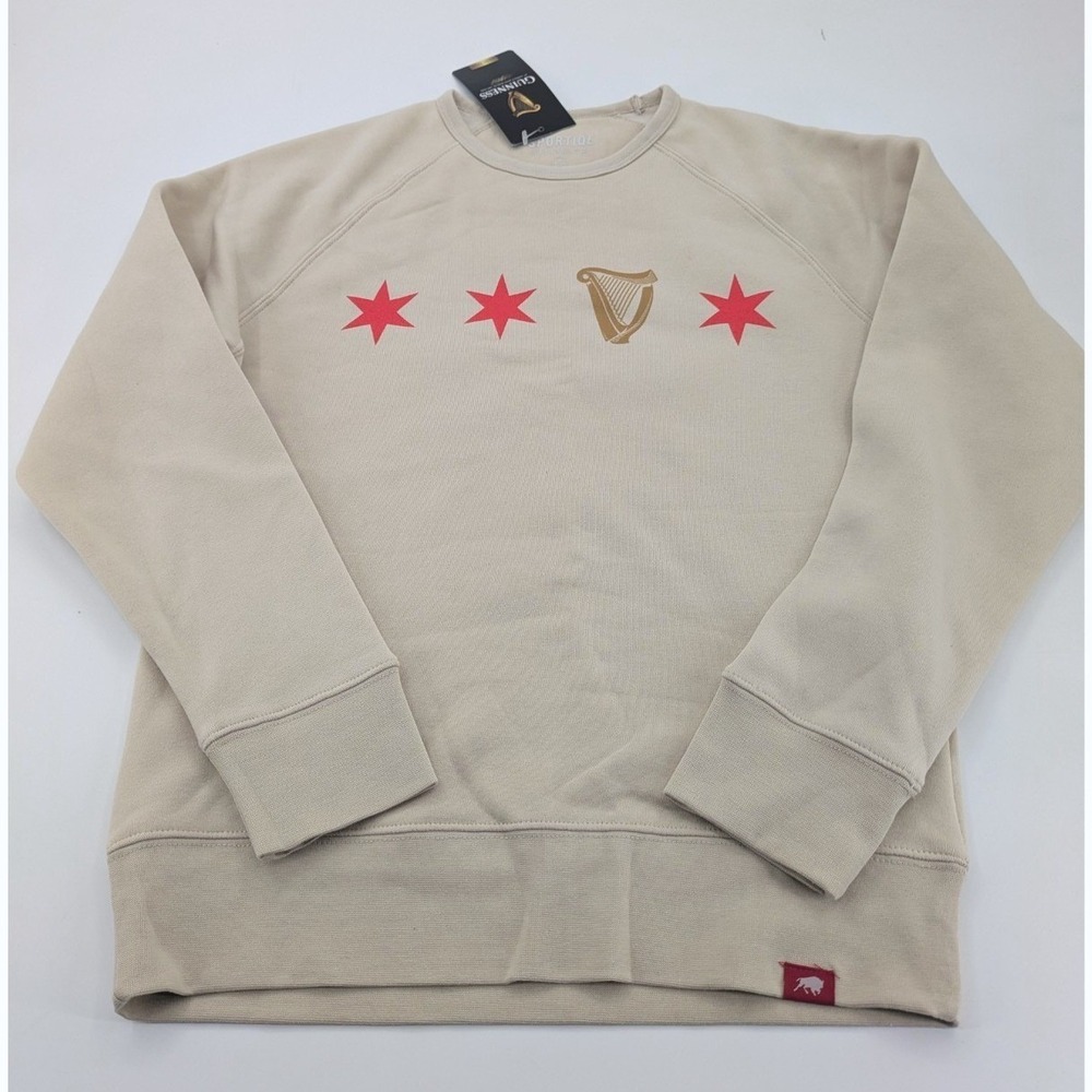 Chicago Stars Crewneck Guinness Open Gate Brewery Size XS Fleece Beige‎